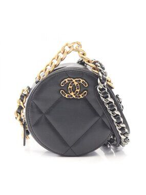 Chanel Shoulder Bag 19 Quilted 2-Way Black Lambskin 19 Round Mini Chain